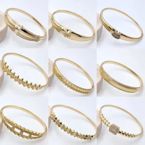 Factory Price Mixed 14K Gold Plated Butterfly Crown Bangle Bracelets for Women