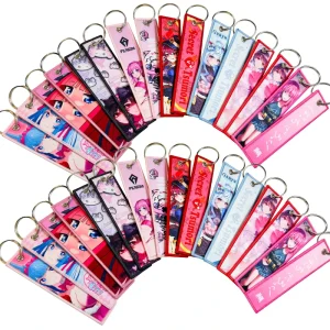 Factory Price Thermal Transfer Jet Tags Anime Keychain Motorcycle Car Woven Key Rings Lanyard Key Chain Holder Keychain