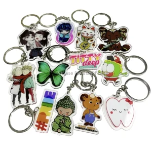 Factory Printing Key Ring Charms Transparent Personalized Eco friendly Custom Acrylic Keychain with logo
