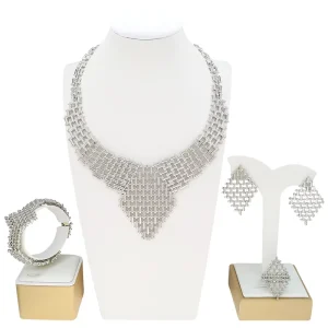 Factory Silver Color Jewelry Set Latest Fashion Wedding Gift for Bridal Women’s Accessories