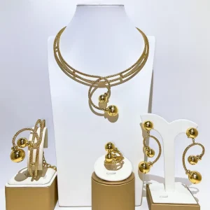 Factory Simple Fashion Dubai Gold Necklace Jewelry Set for Wedding Party Accessories