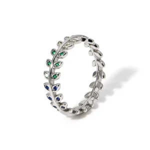 Factory Source Costume Fashion Hypoallergenic 925 Silver Ring Leaf Cz Finger Rings Trendy Fine Jewelry for Women