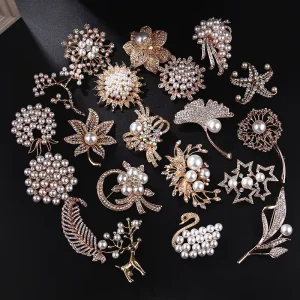 Factory Spot 55PCS High End Women’s Fashionable Pearl Diamond Flower Brooch