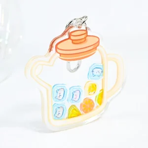Factory Supply Anime UV Printed Transparent Acrylic Shaker Keychain Custom Charms Kawaii Key Ring Chains