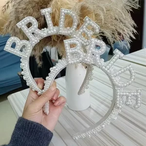 Factory Supply Europe America Wifey Bride Wedding Hair Accessories Party Headdress Women Fashion Letter Bride Pearls Headband