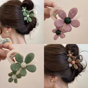 Factory Supply Sweet Elegant Korean Flower Hair Claw Clip Women Girls Large Floral Shark Clips Fashion Hair Accessories