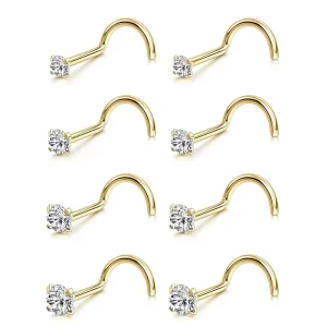 Factory Titanium Moissanite Stone Nose Stud Piercing S Shaped Body Jewelry Nose Studs for Women
