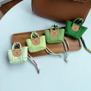 Factory Top Grain Leather Fashion Bag Charm Lipstick Bag Pendant Coin Purse For Women