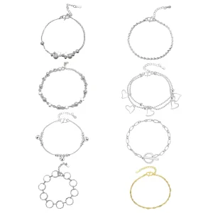 Factory Trendy Women’s Jewelry Gift Dainty Heart Star Round Bead Geometric Link OT Toggle Bracelet