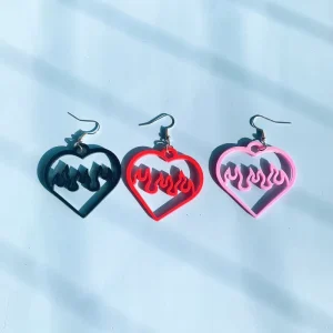Factory Valentine’s Day Multi Color Flame Hollow Heart Dangle Earring Set Edgy Acrylic Jewelry Hot Selling for Women