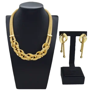 Factory Wedding Jewelry Sets Simple Surround Shape Necklace Jewelry Set Bridal Costume Pendant HV007035