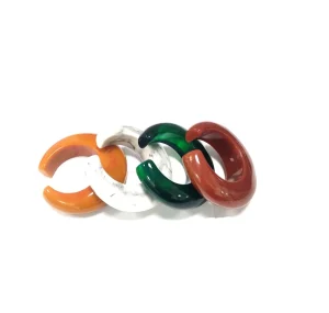 Factory Women’s Trendy Fashion Bracelet Set Green Marble Look Resin Bangles C shaped Multi Colors Cuff Jewelry