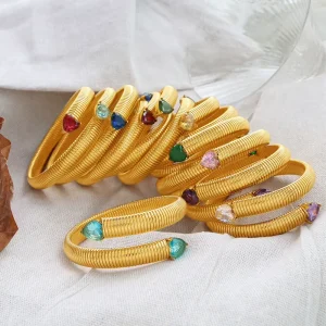 Fade resistant Exaggerated Snake Bone Elastic Bangle Zircon Inlaid Stainless Steel Wrist Ornament for Trendy Street Shoot