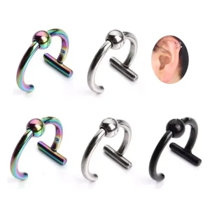 Fake Piercing Nose Ring Non Piercing Body Jewelry Stainless Steel Labret Nostril Ring Body Jewelry