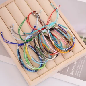 Fancy Fashion Jewelry Woven Bohemian Bracelet Colorful Beaded Cuff Bracelet for Girls