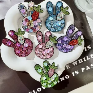Fancy Hair Accessories Rhinestone Rabbit Hair Clip Cute Elegant Side Bangs Women Duckbill Hair Accessory