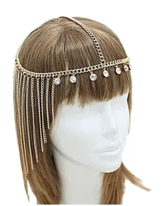 Fancy Long Fringe Head Chain Fashion Silver Plated Hair Accessory for Women Winter Wedding Jewelry