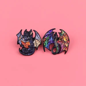 Fantasy Dragon Zinc Alloy Enamel Pin UV Stained Glass Style Colorful Mythical Creature Metal Brooch Badge