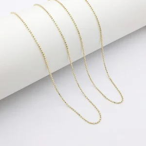 Fashion 14K Real Gold Ball Chain 16 Inches 18 Inches Genuine 14K Yellow Gold Brilliant Facet Rope Chain Necklace