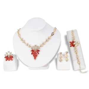 Fashion 18K Gold Bracelet Necklace Ring Jewelry Sets Women Stainless Steel Jewelry Set