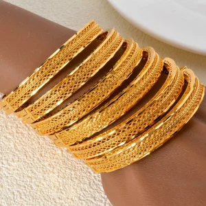 Fashion 18K Gold Jewelry African Designer Ethiopian Hollow Jewelry Bracelet Bangle Women