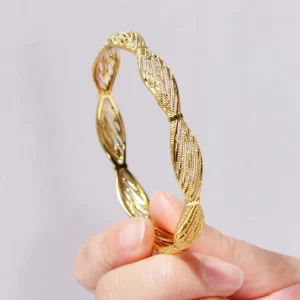 Fashion 18K Gold Plated Brass Vintage Close Bangle Women’s Party Gift High Quality Popular Jewelry
