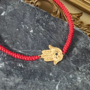 Fashion 18K Gold Plated Hamsa Hand Evil Eye Red String Adjustable Bracelet Protection Lucky Braided Cord Bracelet