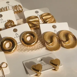 Fashion 18K PVD Gold Plated Waterproof Jewelry Trendy Women’s Earrings Custom 316 Stainless Steel Gold Plated Earrings Jewelry