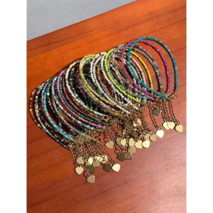 Fashion 18k Gold Plated Crystal Natural Stone Bracelet Jewelry Waterproof Stainless Steel for Women