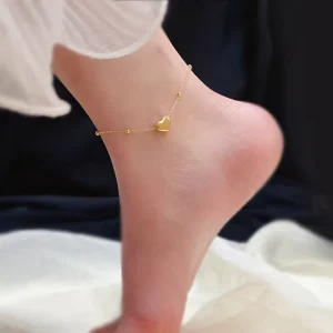 Fashion 18k Gold Stainless Steel Heart Jewelry Anklets Foot Chain Anklet Custom Charm Bracelet Custom for Women