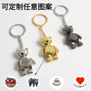 Fashion 3D Metal Bear Keychain Zinc Alloy Key Ring Cute Animal Bag Charm Souvenir Gift Silver Gun Metal Black