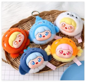 Fashion 3D Soft Mini Plush Doll Featuring Globefish Whale Octopus Shark Seal Seahare Ocean Sea Animal Keychain Bag Charm