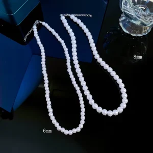 Fashion 6/8mm Artificial Pearl Necklace Minimalist Pearl Necklace Simple Elegant Pearl Choker for Women Girls
