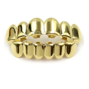 Fashion 6 Teeth Women Men Unisex Gold Plated Brass Rapper Teeth Accessories Punk Style Hip Hop Teeth Grillz Up Down Body Jewelry