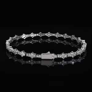 Fashion 6.5mm Silver Bling Heart Tennis Chain Bracelets Trendy Iced Out Fashion Jewelry Bracelet
