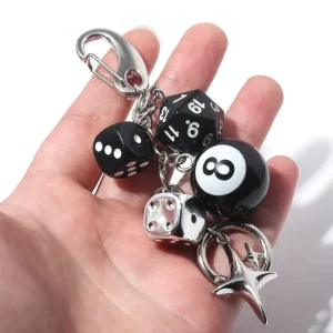 Fashion 8 Ball Dice Charm Keychain Cute Bag Purse Handbag Accessories Y2K Aesthetic Key Chain for Women Men
