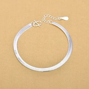 Fashion 925 Silver Stamp Snake Chain Bracelet for Women Silver Jewelry