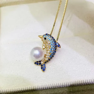 Fashion 925 Sterling Silver 6.5-7mm AAA Button Freshwater Pearl Pendant Necklace for Women