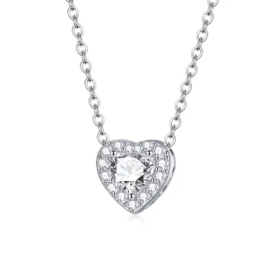 Fashion 925 Sterling Silver Bright Love Necklace Chain Heart Shape Crystal Charm Wedding Jewelry SCN455