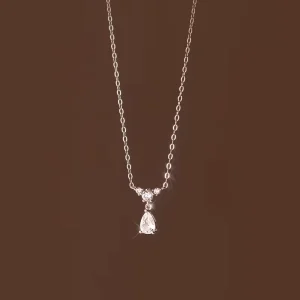 Fashion 925 Sterling Silver Cubic Zirconia Teardrop Pendant Necklaces Jewelry for Women