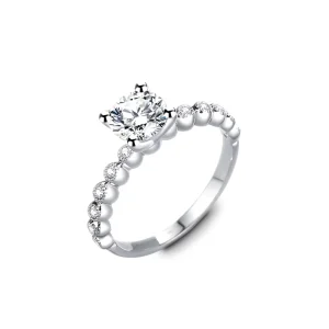 Fashion 925 Sterling Silver Engagement Jewelry Round Brilliant Cut 1ct Moissanite Engagement Ring for Women