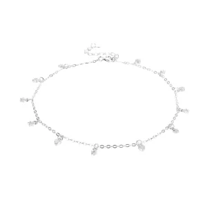 Fashion 925 Sterling Silver Fine Jewelry Anklet Ins Style Silver Plated Zircon Anklet for Women