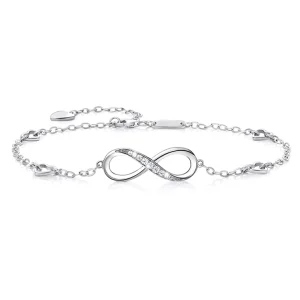 Fashion 925 Sterling Silver Infinity Heart Anklets for Girls