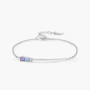 Fashion 925 Sterling Silver Line Design Chain Bracelet for Women Shiny Colored Zircon Fine Jewelry Gift