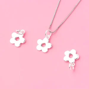 Fashion 925 Sterling Silver Polished Thin Flower Charm Pendants for Jewelry Making Accessories