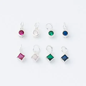 Fashion 925 Sterling Silver Round Square Zircon Pendant Charm for Bracelet Necklace Accessories