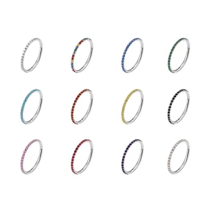 Fashion ASTM F 136 Hinged Segment Hoop With CZ Pave High Polished Earring Piercing Body Jewelry Hoop Nose Rings
