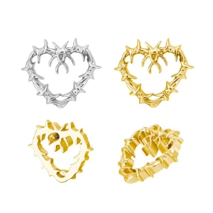 Fashion ASTM F136 Titanium Thorny Heart Internally Threaded Top Helix Jewelry Earring Ear Ring Piercing Labret