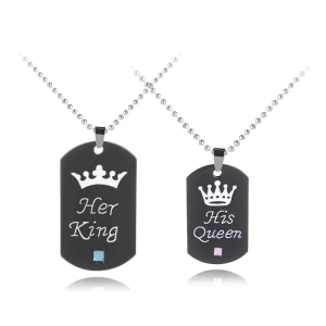 Fashion Accessories Alloy Jewelry Necklaces Her King His Queen Crown Couple Pendant Necklaces