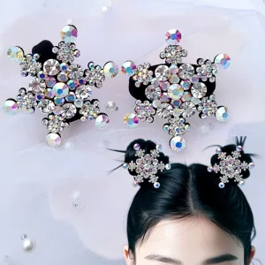 Fashion Accessories Artistic Gymnastics Rhinestone Hair Ties Bun Hair Bands Snowflake Headbands Ornaments for Women